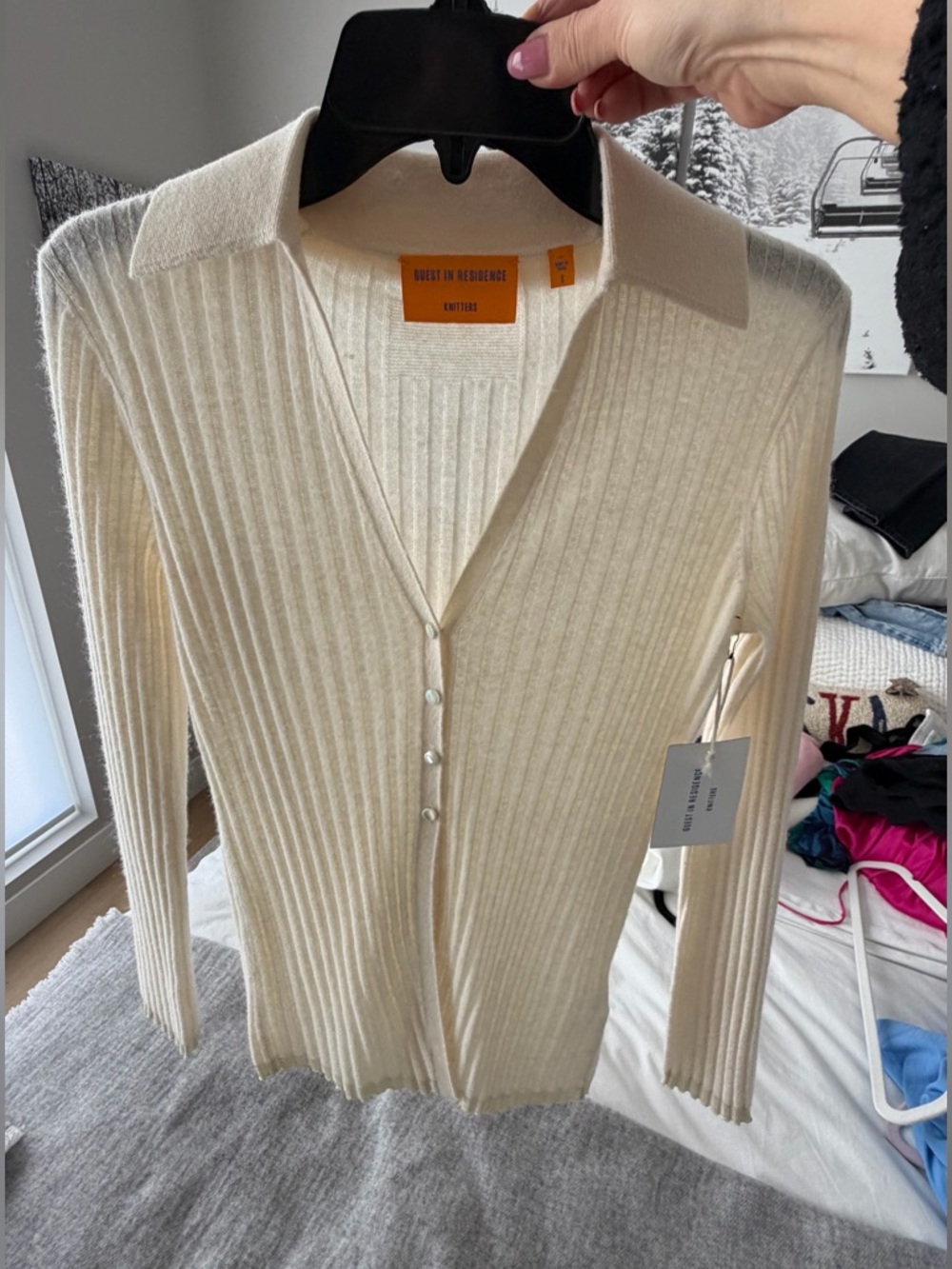 Guest in Residence Rib button cardigan sz small